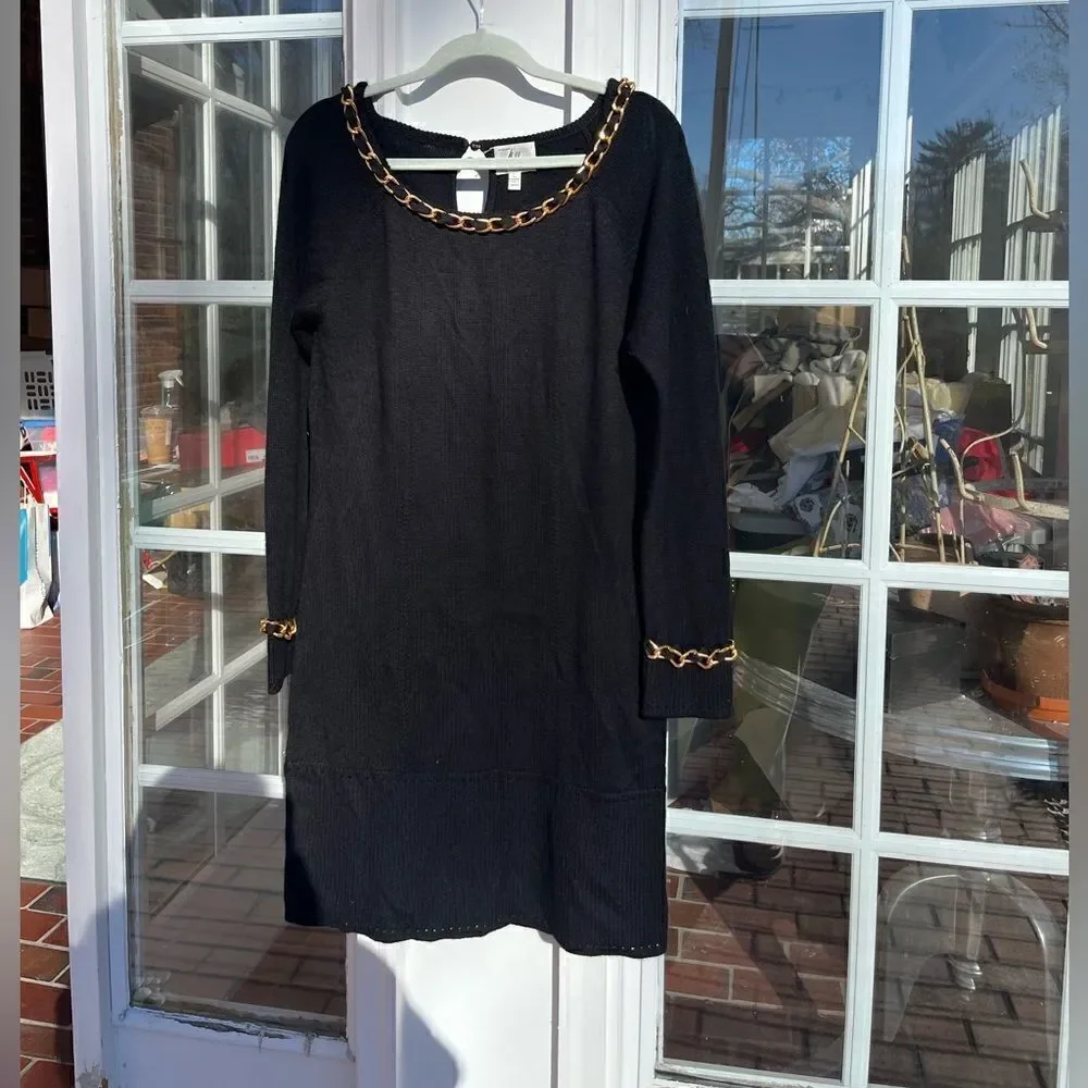 Milly Gold Chain Cashmere Sweater Dress